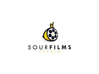 Sour Films cajva creative film lemon logo mark movie roll sour yellow