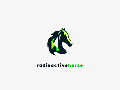 Radioactive Horse brand cajva design green head horse logo mark radioactive stalion