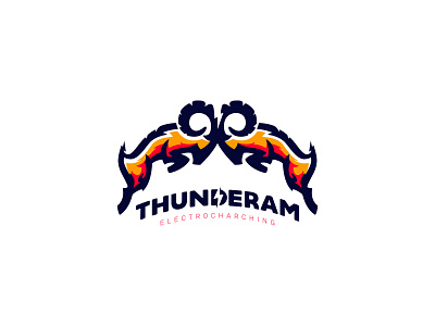 Thunderam Logo agressive cajva charging electric headbutt logo ram spark thunder