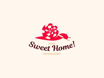 Home Sweet Home Pastry Candy Logo baked cajva candy cookies emblem home logo mark slug snail sweet