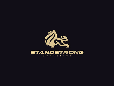 Stand Strong Lion Athletic Gear Logo Cajva Dribbble athletics emblem fitness gym lion logo mark roar stand strong