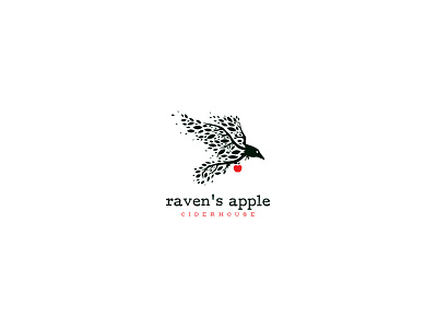 Raven's Apple Ciderhouse Logo apple brand branding cajva cider crow drink flying identity leaf logo raven