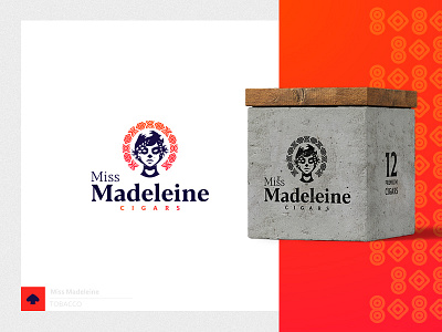 Miss Madeleine Cigars Logo brand branding cajva cigars design emblem face identity illustration illustrator logo mark tobaco woman