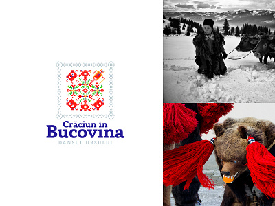 Christmas in Bukovina bear brand branding cajva christmas cross emblem identity illustration logo mark romania stich