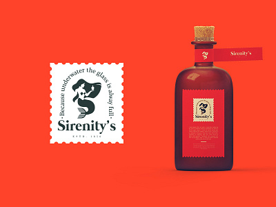 Sirenity's Spirts alcohol brand branding cajva design drink emblem icon identity illustration logo mark mermaid siren spirt stamp vector