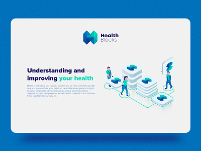 Health Blocks Website and Logo Design brand branding cajva care health healthcare identity illustration isometric logo mark vector webdesign website