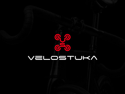 Velostuka Logo bicycle black branding cajva design drone fast identity logo mark red velodrome