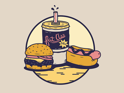 Fat Foods design fast food fat food icon fun hamburger hot dog illustration soda