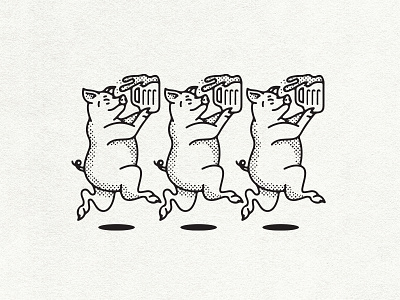 Three Pigs beer design doodle fun illustration label pigs