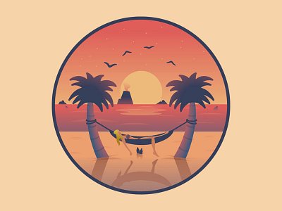 Summer Vibes design hammock illustration napping palm trees summer sunset