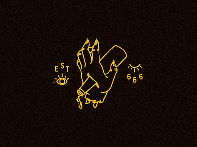 Beer And Hand 666 beer doodle friends fun gold hand illustration