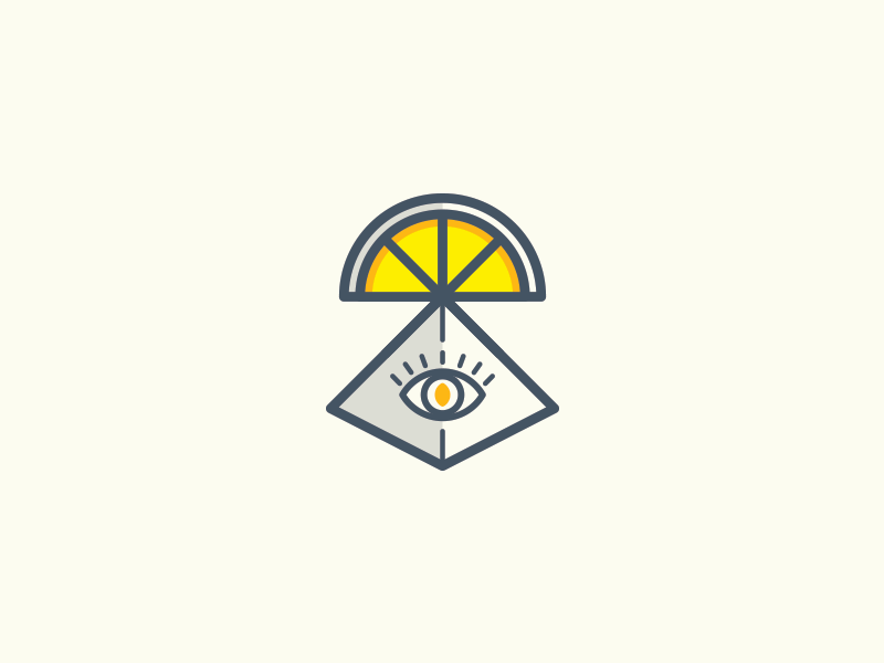 The Lemonati doodle fun illustration lemon logo pyramid yellow