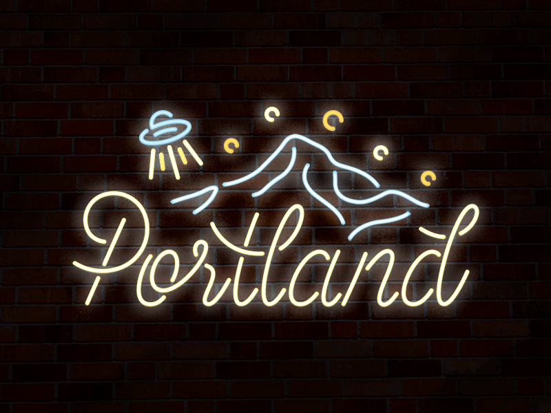 Portland Neon doodle fun mt hood neon neon sign portland type ufo