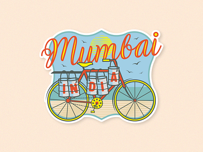 Mumbai Sticker bike custom type dabba dabbawalla fun india mumbai red yellow