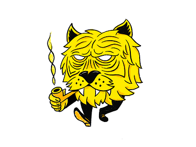 Old Man Tiger character doodle fun illustration tiger
