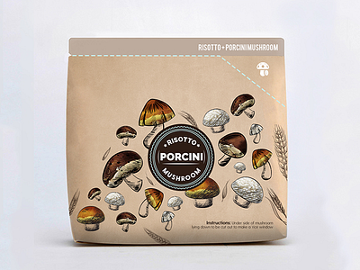 Risotto porcini mushroom concept label design