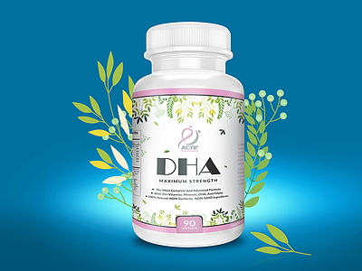 DHA maximum strength concept label design dha label logo maximum package packaging product strength