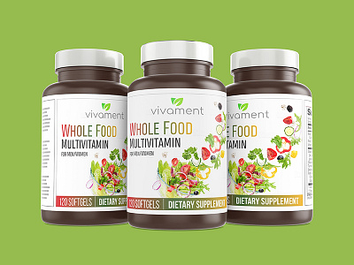 Whole food multivitamin for men / women Concept label design food illustration label logo multivitamin packaging product