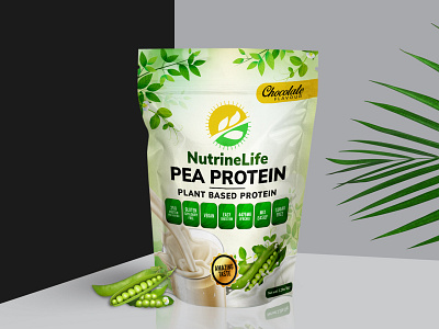 Nutrine Life Pea Protein Concept Label Design brand branding concept design flavour illustration label label design logo nutrine package packaging packaging design packagingpro pea product protein