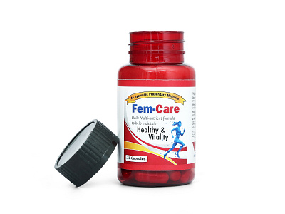 Fem-Care Concept Label Design ayurvedic brand branding capsule concept design fem care illustration label label design logo medical medicine package packaging packaging design packagingpro product