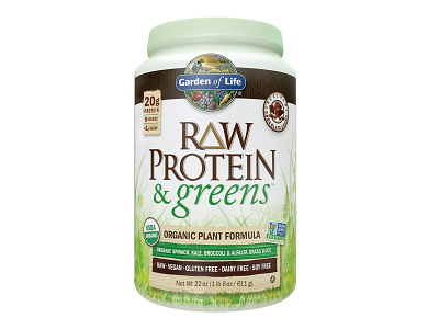 Raw Protein 7 greens Packaging Design brand branding design label label design logo package packaging packaging design packagingpro product