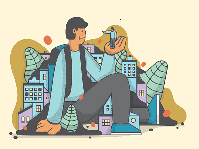 The Gigant city color doodle flat icon illustration illustrator logo shape vector
