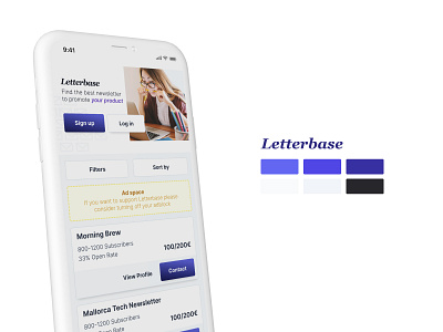 Letterbase app concept concept design design mobile newsletters ui