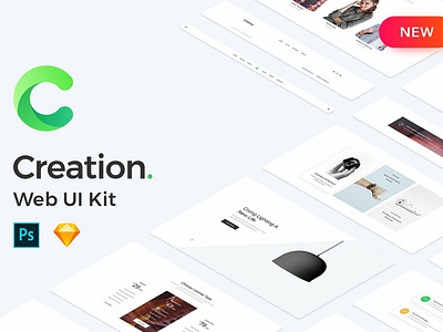 Creation Kit 1700+ Blocks, 250+ Page app bootstrap cards ui creation kit layout mobile mockup prototypes psd start up template ui ux design ui kit web ui kit