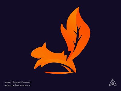 Squirrel and Firewood android app app bolt brand design brand identity branding branding design fire flame leaf mascot mascot logo squirrel squirrel logo squirrels