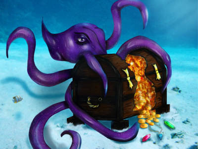 The Rich Octopus art cg art cgiart concept concept art digital art illustration illustration art illustrator photoshop
