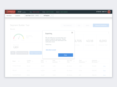 Cintric Analyst Segment Download Modal authoring cards dashboard segments status