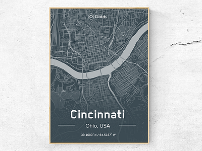 Cincinnati City Poster branding cincinnati dark theme icon identity logo map office poster print type typography