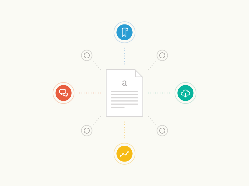 Academia.edu "Bookmark, Download, Discuss, Track" Illustration illustration vector icons paper drawing design
