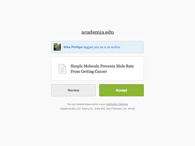 Academia.edu: Invitation Email app buttons design email interface invite product ui ux web