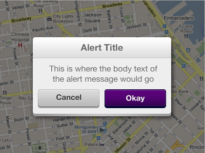Custom Alert Notification Modal 3d app button design ios iphone map mobile modal ui