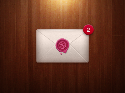 (2) Dribbble Invites Available envelope illustration invite letter mail notification seal texture wax