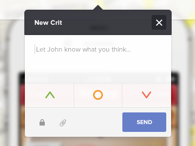 Crit app crit design form interaction iphone message mobile mobile web popover send ui ux vote web