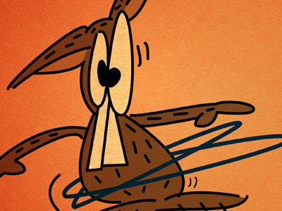 A beaver using a hula hoop? beaver blue brown cartoon hula hoop illustration orange rust