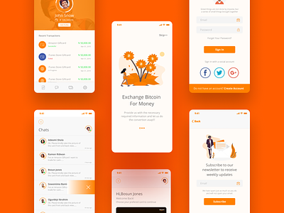 Chiji14xchange Mobile App bitcoin services brand chat app concept cryptocurrency gift cards mobile app design product design ui ux design