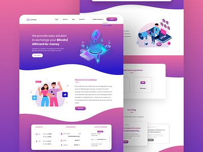 CoinBase - Landing Page bitcoin bitcoin exchange concept ethereum giftcard illustration product design ui ux ui ux design website concept website design