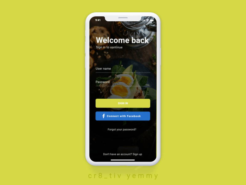 Sign in Concept sign in micro interaction food delivery app ui ux design mobile app restaurant app food delivery concept app motion graphic motion design product design concept prototype animation ui ux local design restaurant illustration food and drink