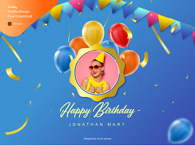 Birthday Profile Design Free Download!!! birthday birthday party free download freebies funky girl illustration illustrator profile design profile page vector illustration