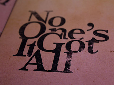 no one's got it all lettering postcard print type