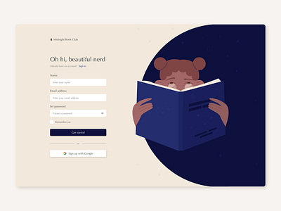 Daily UI 001 :: Sign up :: Midnight Book Club