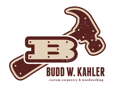 Budd W. Kahler Contracting budd carpentry commercial construction contracting custom hammer logo residential typography wood woodworking