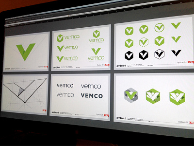 Logo Marks | Vemco ambient media branding identity industrial logo v