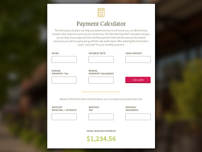 Mortgage Calculator ambient calculator mortgage real estate realtor ui website