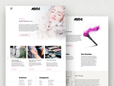 Muse - Blog Index branding hair salon makeup artist mua ui user interface ux web design