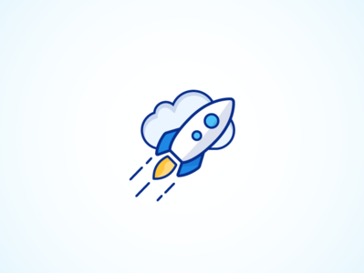 Accelerate to the Cloud cloud icon iconography illustration rocket vector