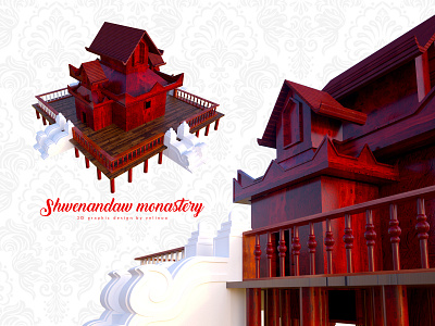 Shwenandaw Monastery c4d isometric design monastery myanmar